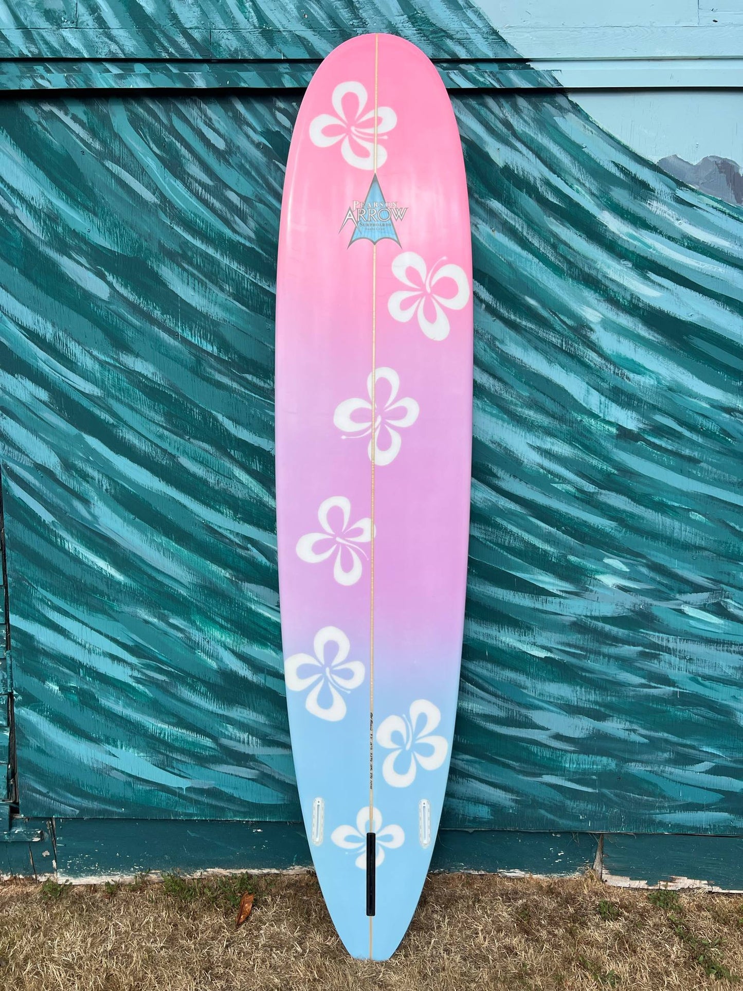 Pearson Arrow 9'2" Hibiscus Longboard Surfboard - Bottom