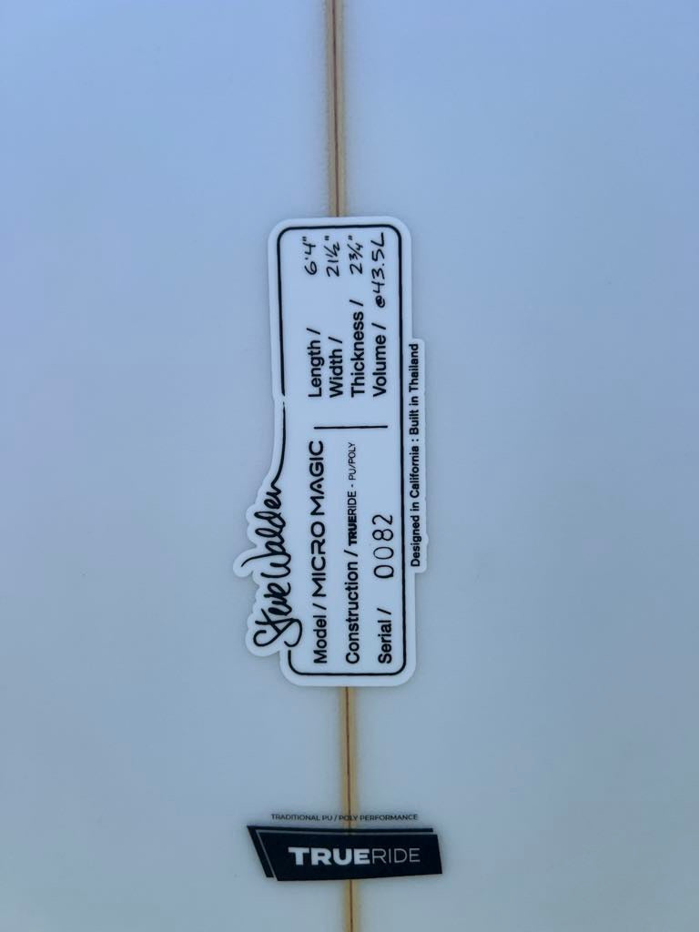 Walden 6'4" Micro Magic Shortboard Longboard Surfboard - dims