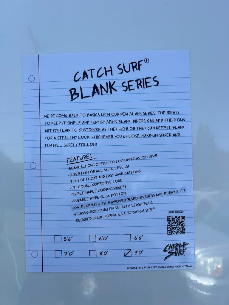 Catch Surf 9'0" Blank Series Soft Longboard Surfboard - Features