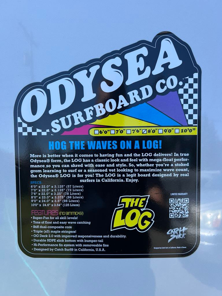 Catch Surf 8'0" "The Log" Soft Mid-Length Longboard Surfboard - Features