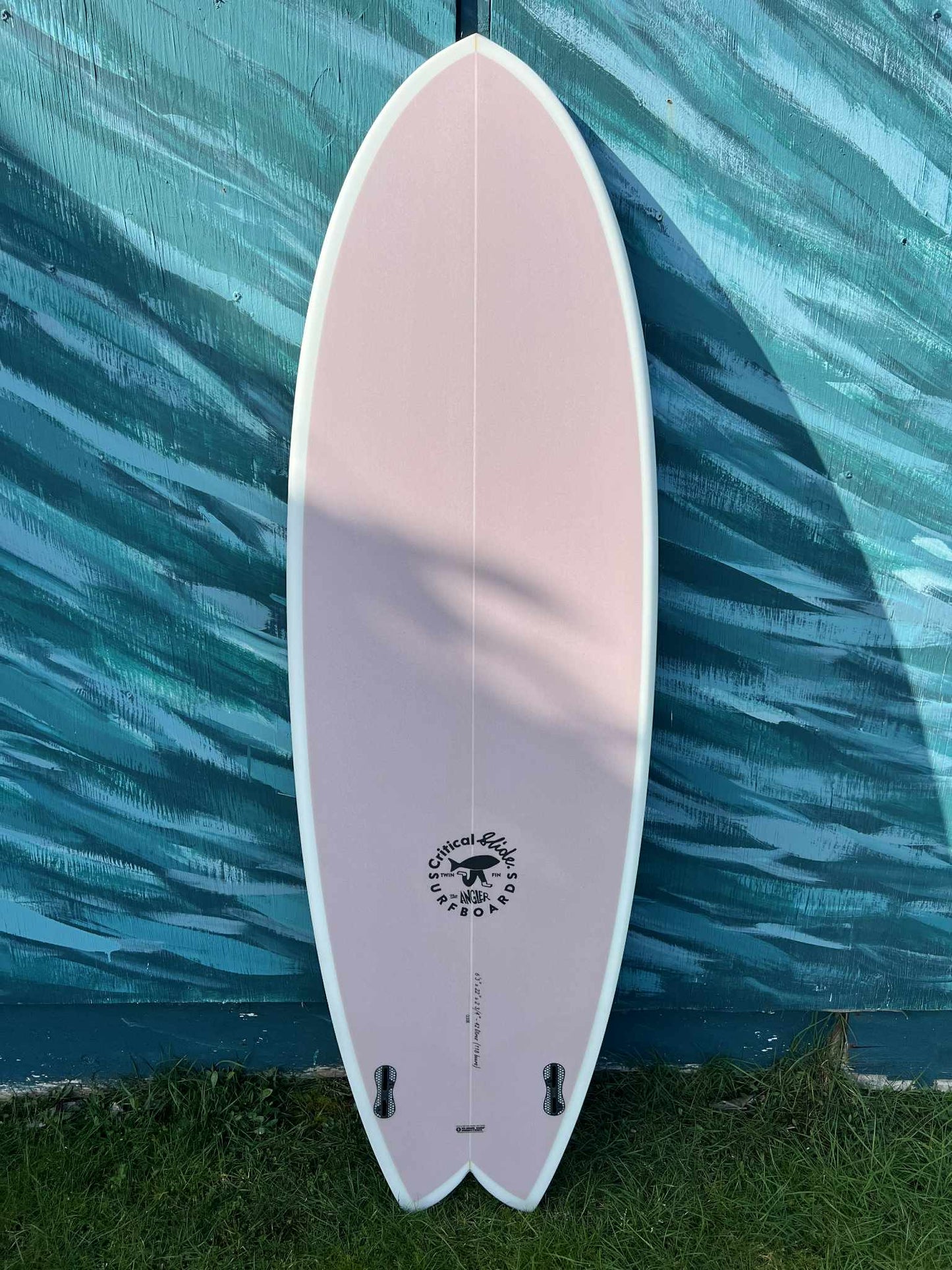 Critical Slide 6'3" "The Angler" Twin-Fin Fish Shortboard Surfboard - Bottom
