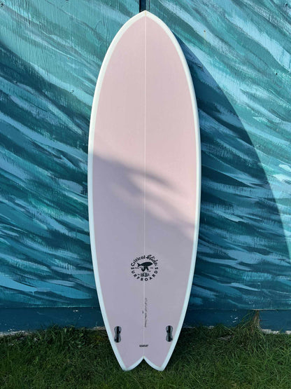 Critical Slide 6'3" "The Angler" Twin-Fin Fish Shortboard Surfboard - Bottom