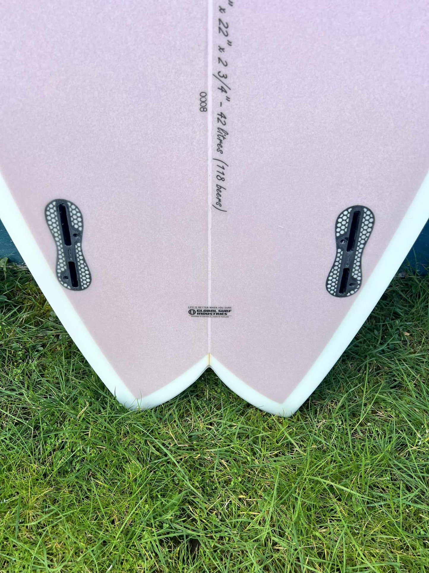 Critical Slide 6'3" "The Angler" Twin-Fin Fish Shortboard Surfboard - Fins