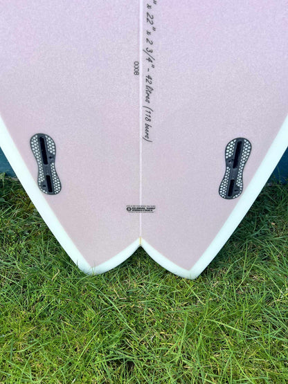 Critical Slide 6'3" "The Angler" Twin-Fin Fish Shortboard Surfboard - Fins