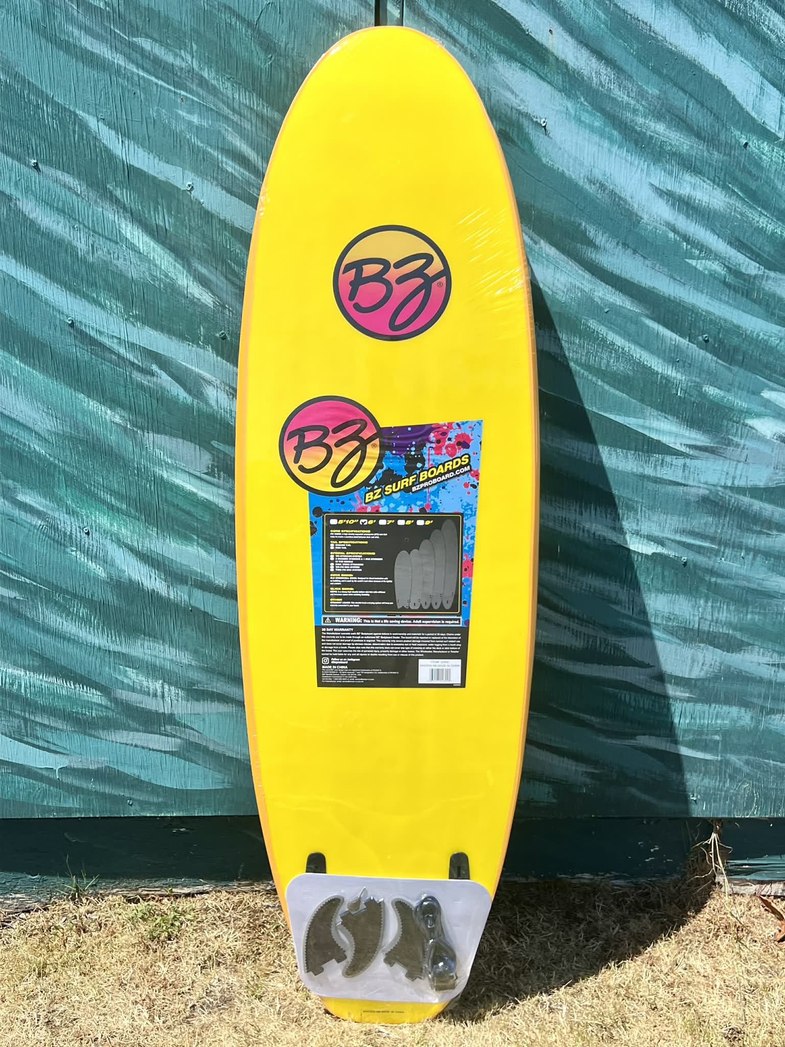 BZ 6'0" Soft Deck Shortboard Surfboard - Bottom 