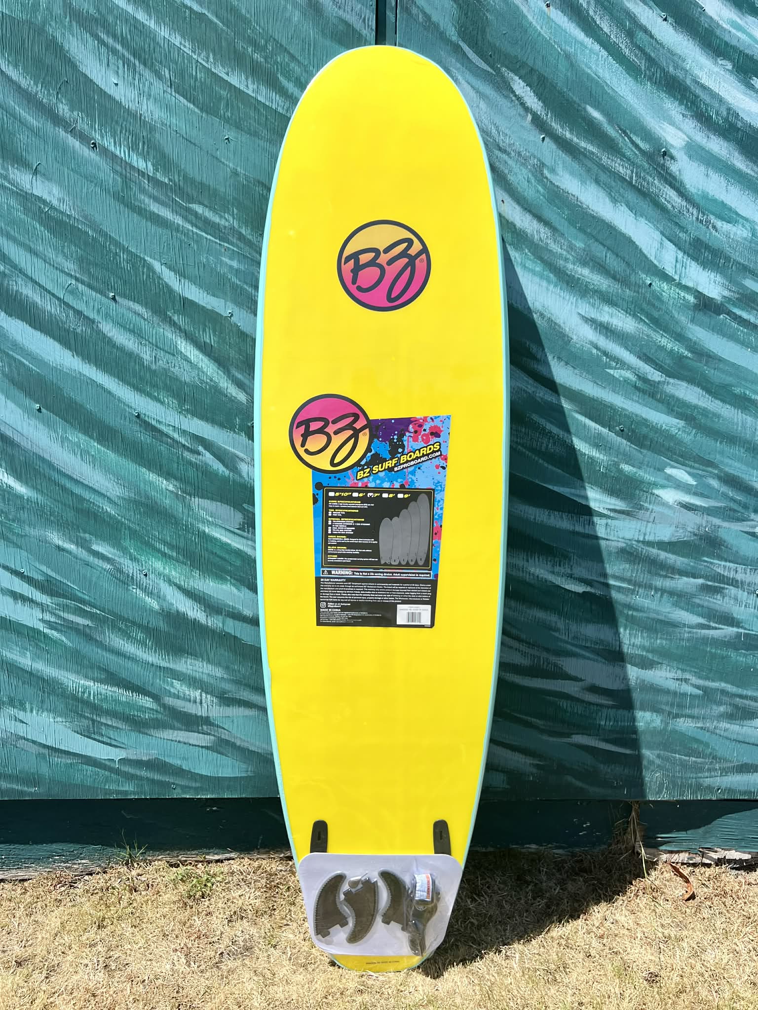 BZ 7'0" Mid-Length Soft Deck Longboard Surfboard - Bottom 