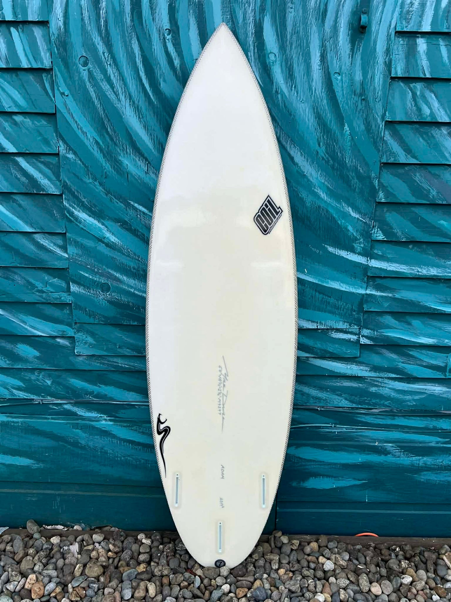 USED Coil Industries 6'0" Round Tail Shortboard Surfboard - Bottom