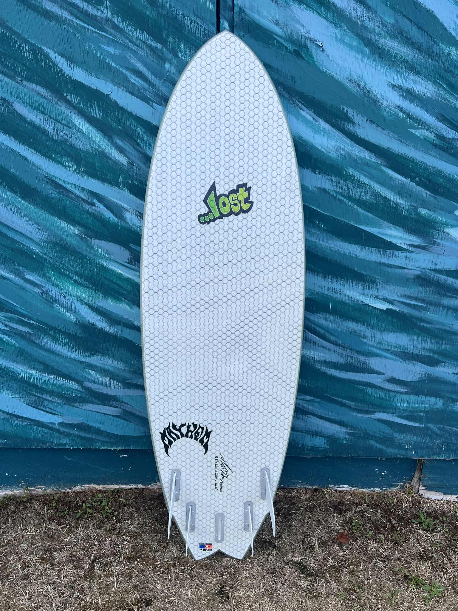 USED Lib Tech 5'8" LOST Mayhem Round Nose Fish Redux Shortboard Surfboard - Bottom