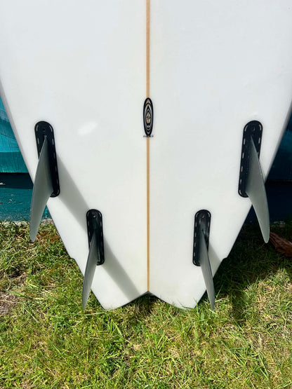 USED NWSD 6'10" Mega Fish Mid-Length Shortboard Surfboard - Fins