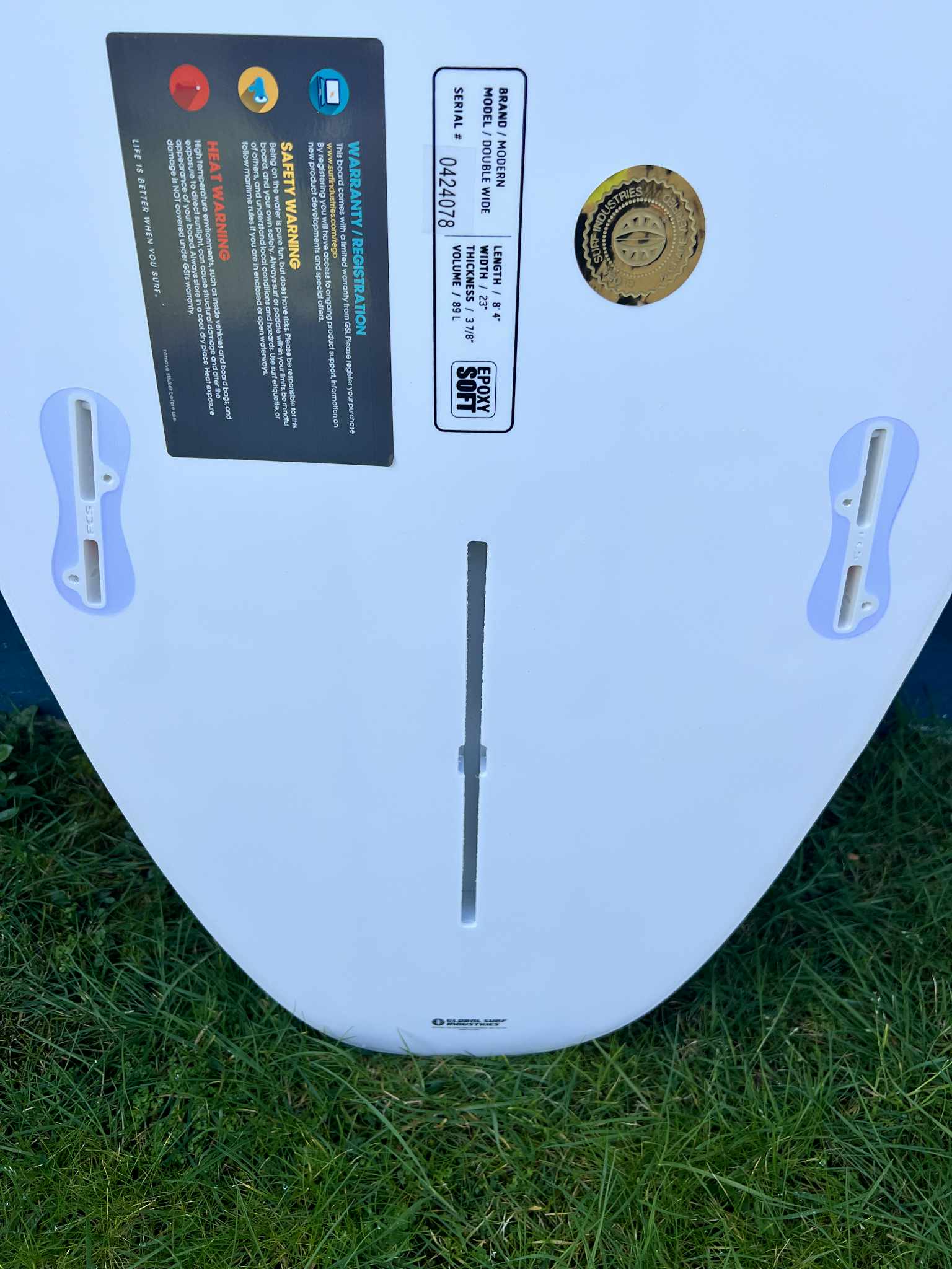 Modern 8'4" "Double Wide" Longboard Surfboard - Fins 