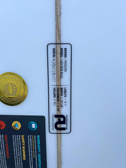 Modern 9'1" "Golden Rule" Longboard Surfboard  dims