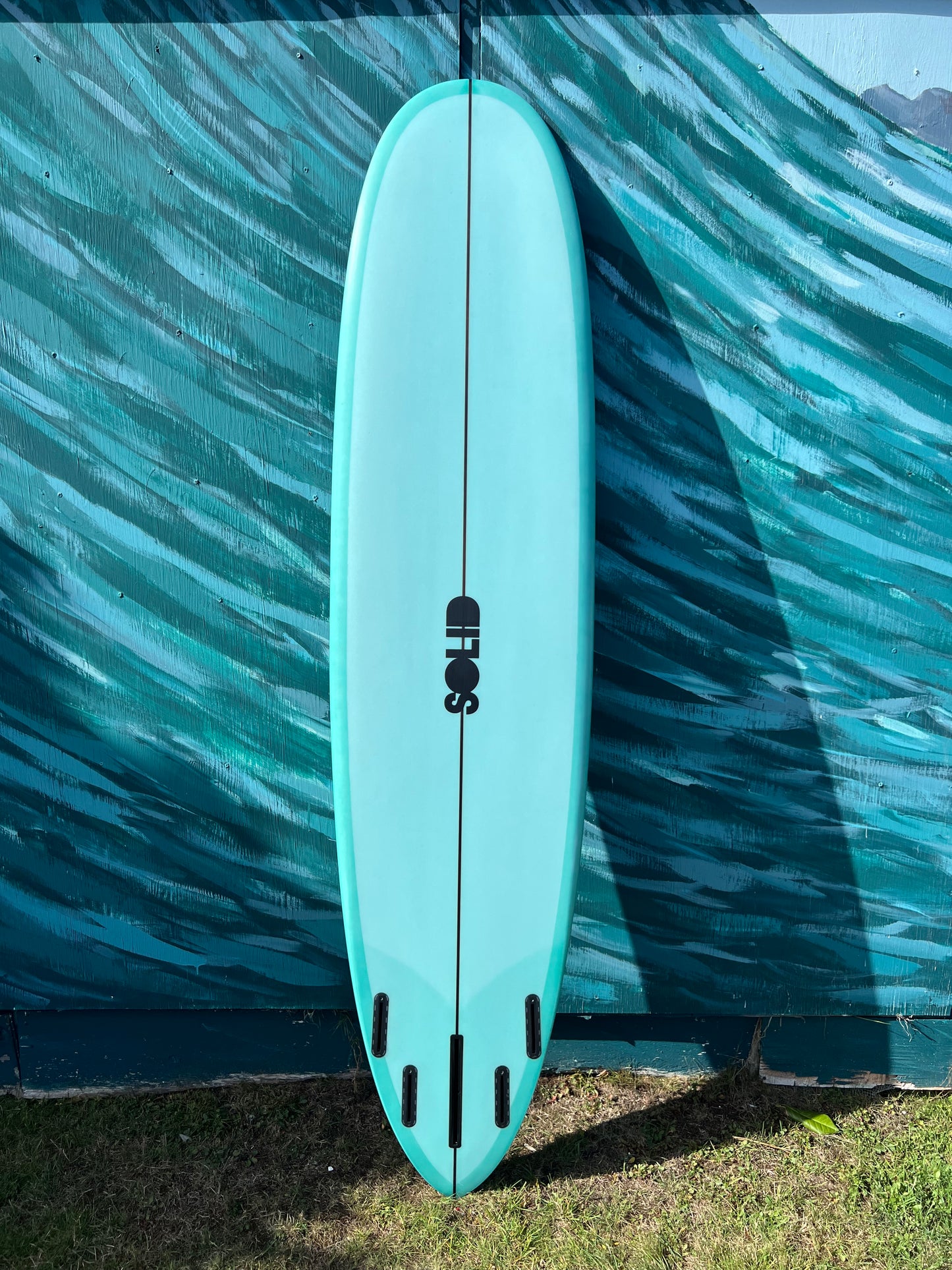 SOLID 8'0" EZ Street Pin Tail Mid-Length Longboard Surfboard - Bottom