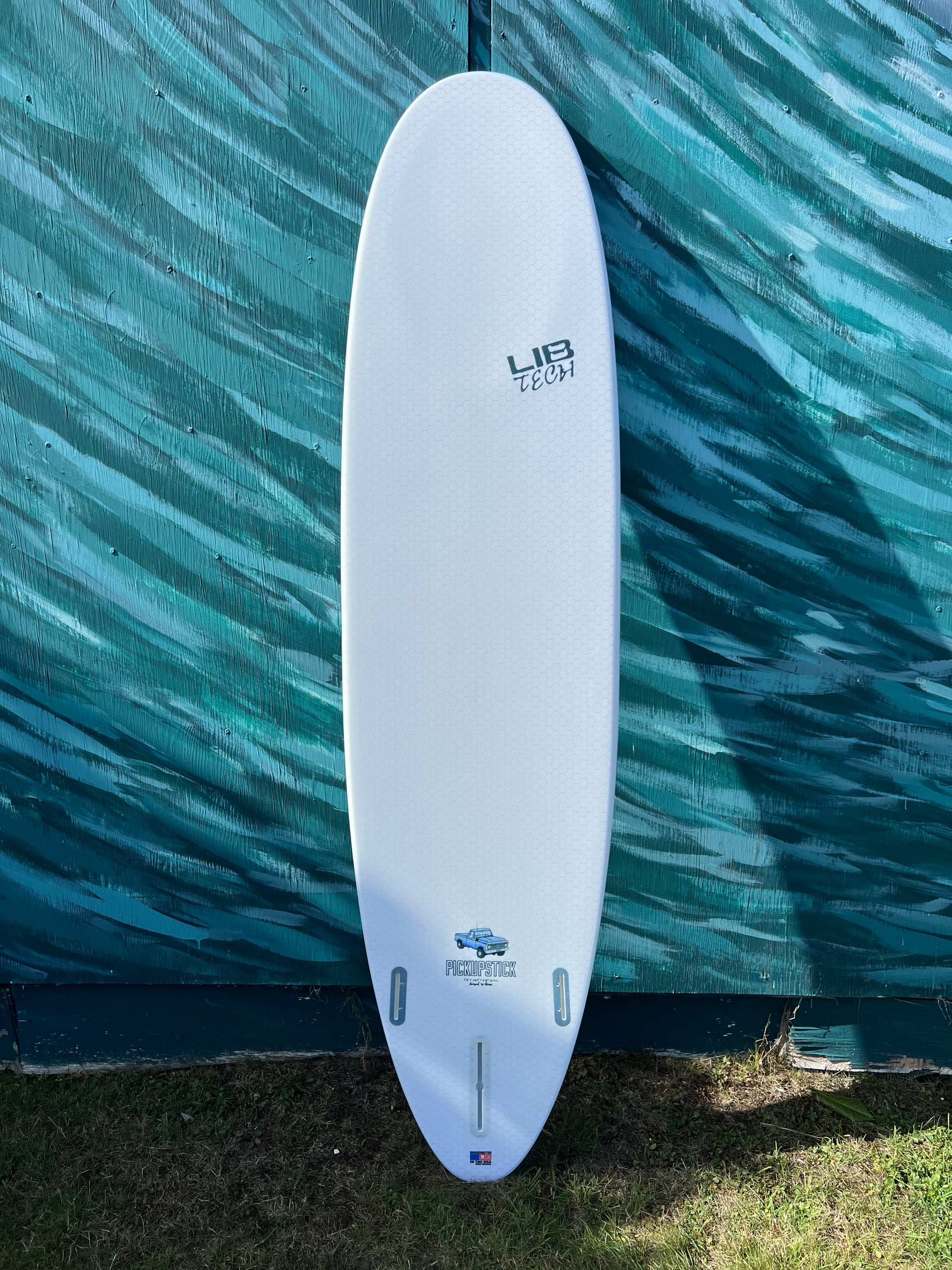 Lib Tech 7'6" Pickup Stick Mid-Length Shortboard Longboard Surfboard - Bottom