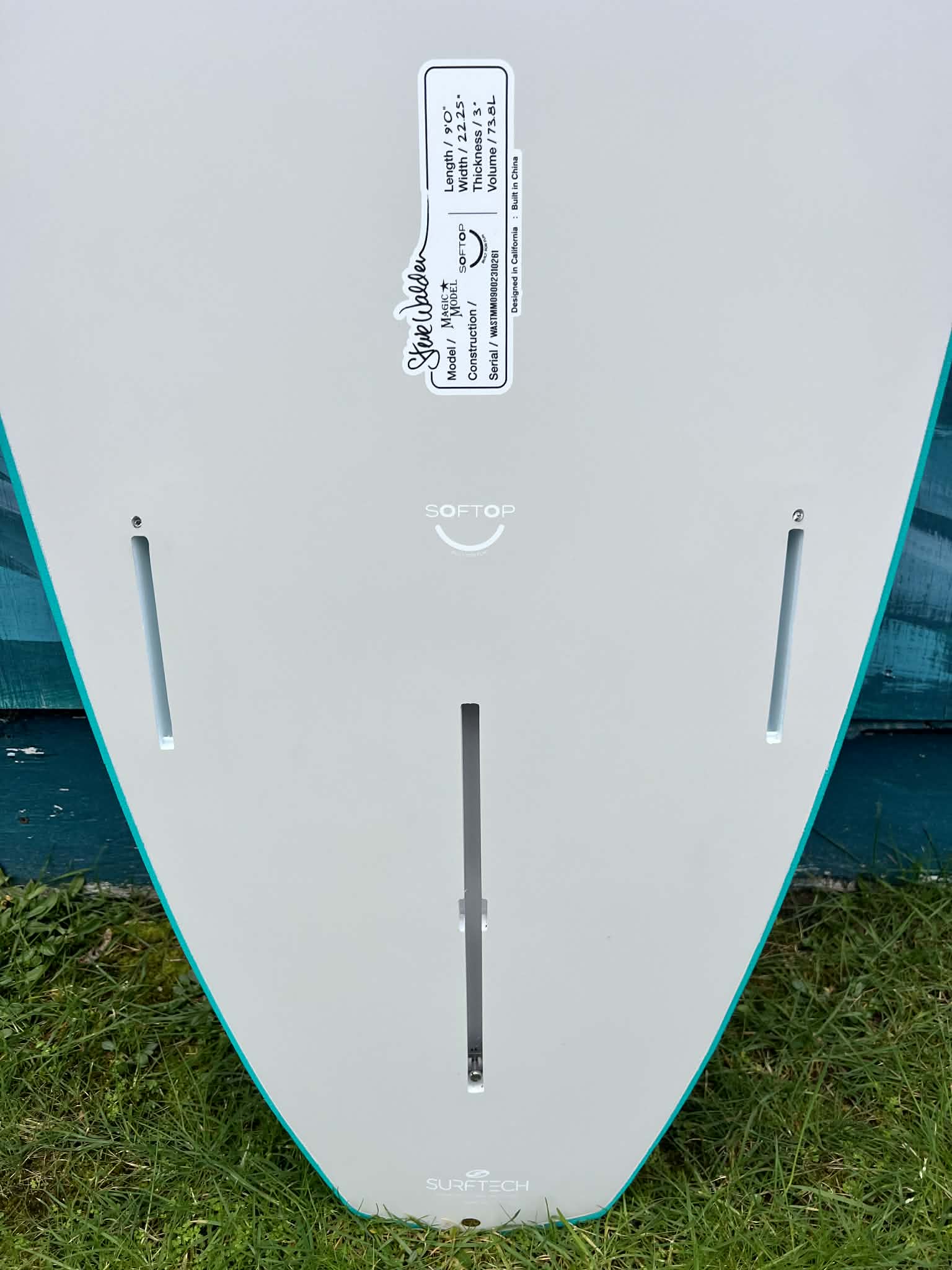 Walden 9'0" "Magic Model" Softop Longboard Surfboard - Fins/Dims