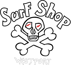 Skull and Cross Bones Surf Shop Logo